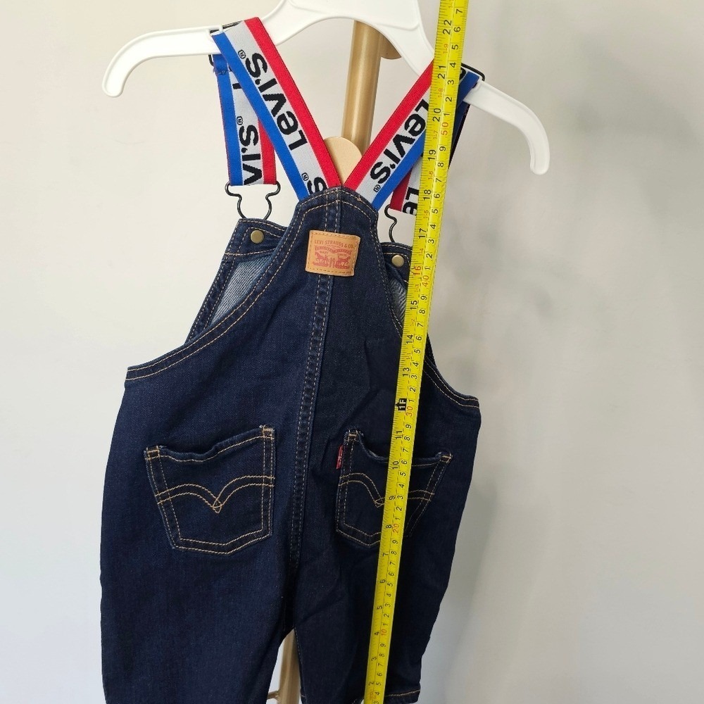 Levi's Baby Denim Shortalls 24M Logo Strap Overalls Dark Wash Cotton‎ 2T - Picture 11 of 15